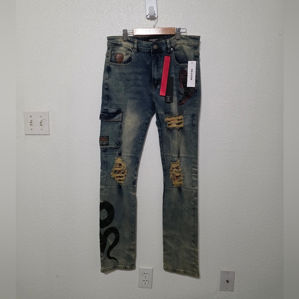 NwT Reason Men's Distressed Blue Jeans Size 34